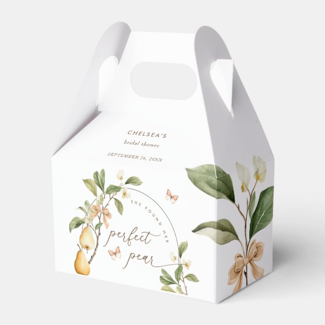 Caixinha De Lembrancinhas Chuva de Noiva Pérola Perfeita Floral Aquarela (Frente)