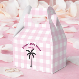 Caixinha De Lembrancinhas Chuva de Noiva Xadrez Branco Rosa Palmeira