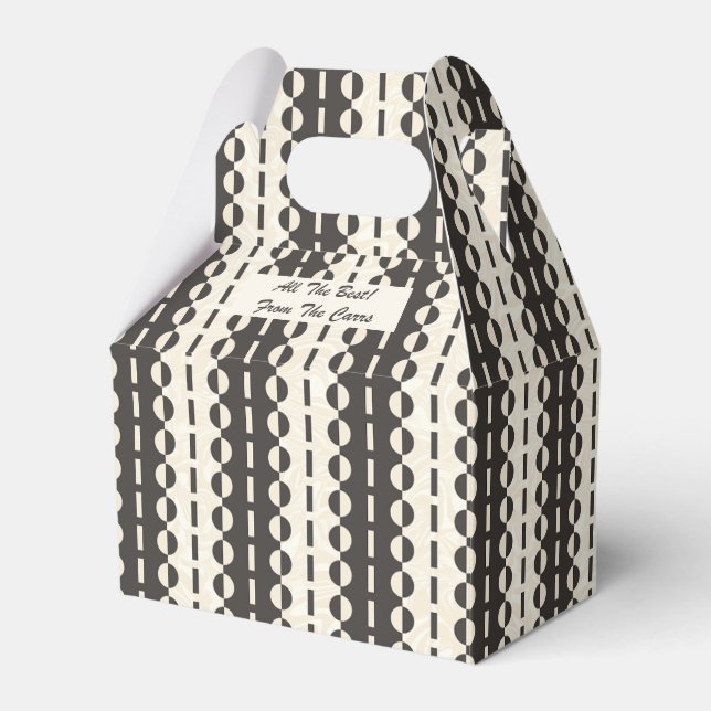 Caixinha De Lembrancinhas Círculos em Listras - Gable em Creme de Carvão (Frente)