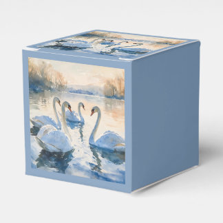 Caixinha De Lembrancinhas Cisnes no Lago Pintura em Aquarela