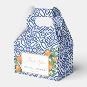 Caixinha De Lembrancinhas Citrus Orange Vintage Azul Branco
