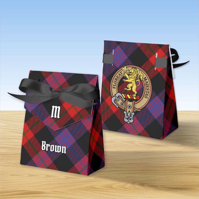 Caixinha De Lembrancinhas Clan Brown Crest sobre Tartan (Criador carregado)