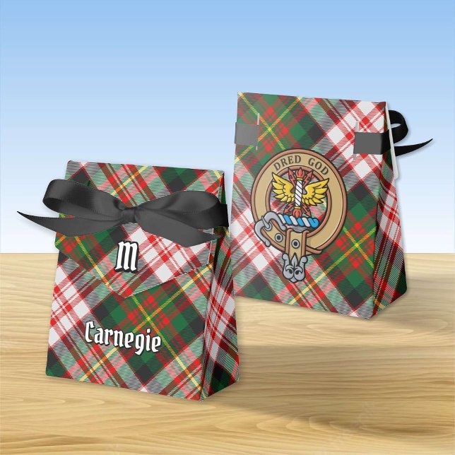 Caixinha De Lembrancinhas Clan Carnegie Crest sobre o Vestido Tartan (Criador carregado)