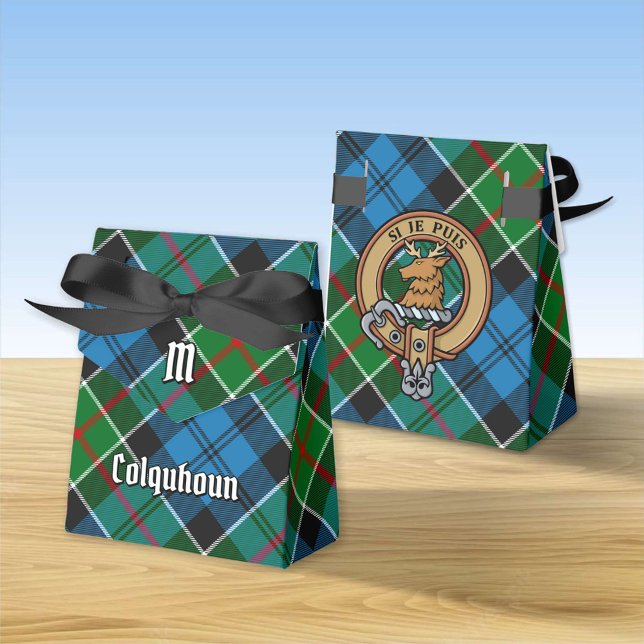 Caixinha De Lembrancinhas Clan Colquhoun Crest sobre Tartan (Criador carregado)