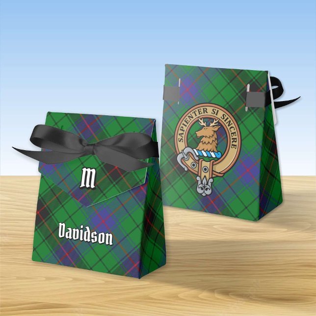 Caixinha De Lembrancinhas Clan Davidson Crest sobre Tartan (Criador carregado)