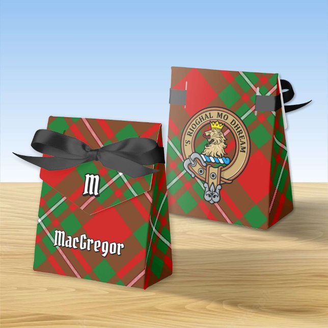Caixinha De Lembrancinhas Clan Gregor Crest sobre Tartan Favor Box (Criador carregado)