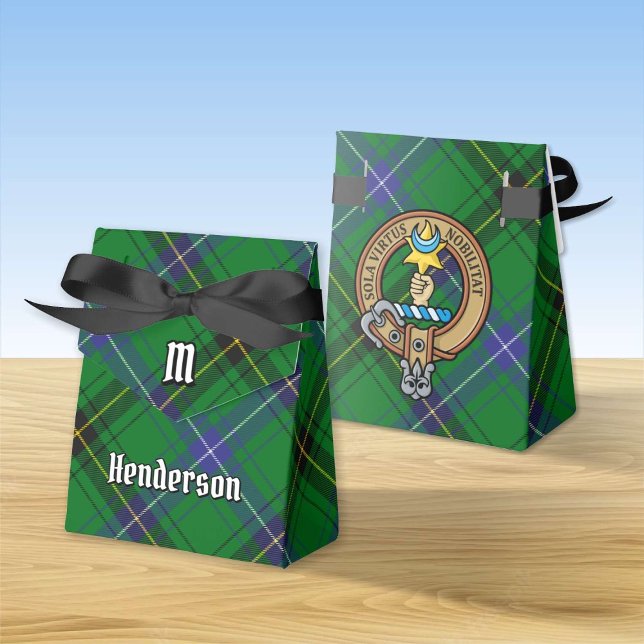 Caixinha De Lembrancinhas Clan Henderson Crest sobre Tartan (Criador carregado)