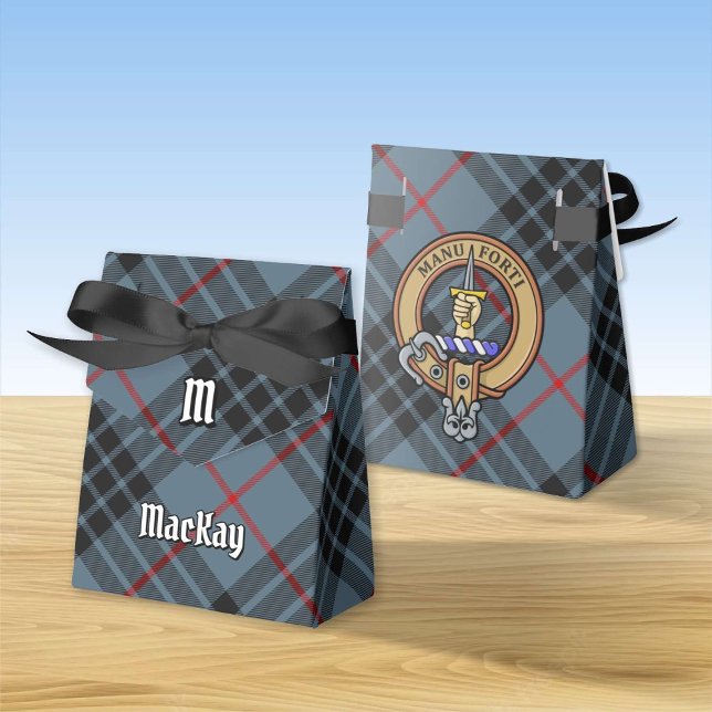 Caixinha De Lembrancinhas Clan MacKay Crest sobre Blue Tartan (Criador carregado)