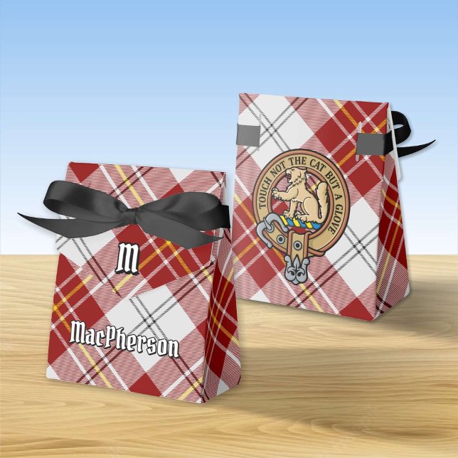 Caixinha De Lembrancinhas Clan MacPherson Crest sobre Red Dress Tartan (Criador carregado)