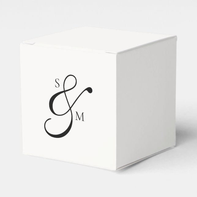 Caixinha De Lembrancinhas Classic Monogram Ampersand White Wedding (Frente)