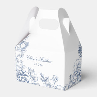 Caixinha De Lembrancinhas Clássico Casamento Floral Azul Elegante e Empolado