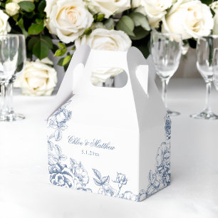 Caixinha De Lembrancinhas Clássico Casamento Floral Azul Elegante e Empolado