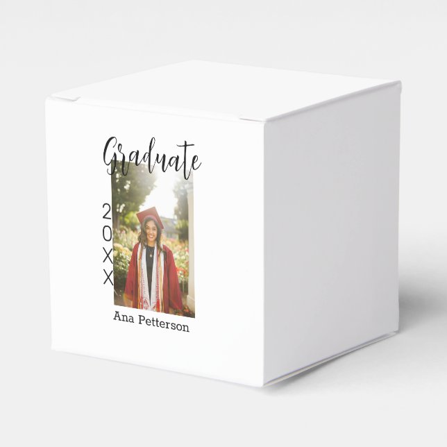 Caixinha De Lembrancinhas clássico moderno foto de graduado adicionar ano no (Frente)