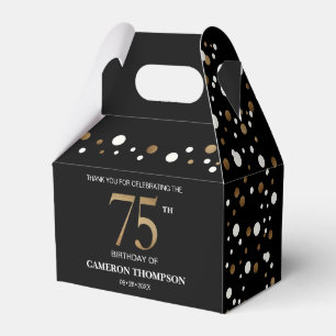 Caixinha De Lembrancinhas Classy Confetti Dourado Black 75.º aniversário Per