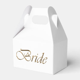 Caixinha De Lembrancinhas Cláusula branca-noiva e escrita dourada elegante
