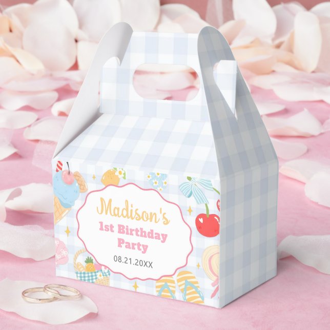 Caixinha De Lembrancinhas Coastal Beach Pastel Doodle Girls Birthday (Casamento)