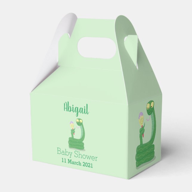 Caixinha De Lembrancinhas Cobra verde engraçado com desenhos de maraca (Frente)