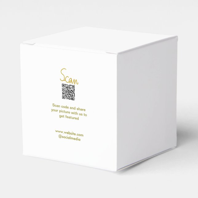 Caixinha De Lembrancinhas Código QR de varredura dourada glitter simples ele (Frente)
