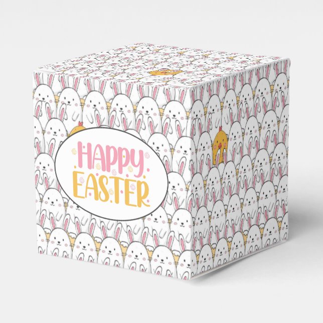 Caixinha De Lembrancinhas Coelhinho de Páscoa e Pintinhos de Bebê (Frente)