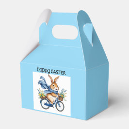 Caixinha De Lembrancinhas coelho da páscoa alegre de bicicleta azul
