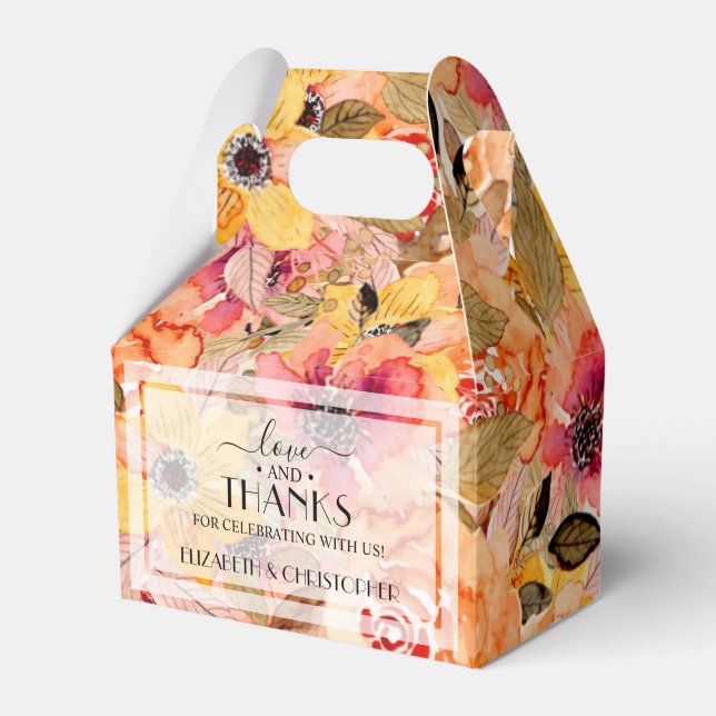 Caixinha De Lembrancinhas Colagem Floral de Outono de Aquarela (Frente)