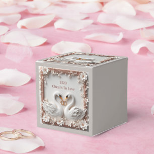 Caixinha De Lembrancinhas 🕊️ Coleção de Casamento Floral Coração de Cisne �