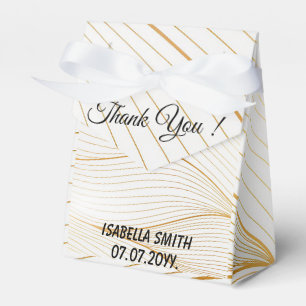 Caixinha De Lembrancinhas Coleção de Linhas de Folhas Brancas Douradas Moder