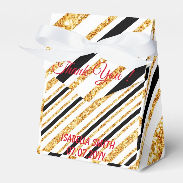 Caixinha De Lembrancinhas Coleção Popular Dourada Glitter Black Boho (Frente)