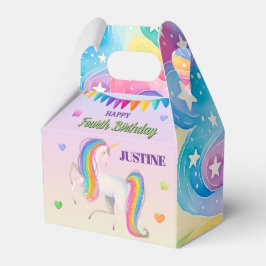 Caixinha De Lembrancinhas Colorful Unicorn Birthday 4"w x 2.5"l x 5"h