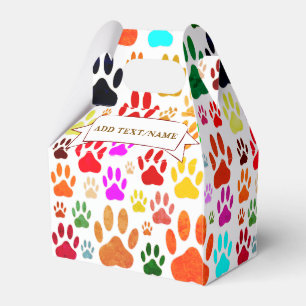 Caixinha De Lembrancinhas Colorida Vintage Impressão Dog Paws por todo o lad