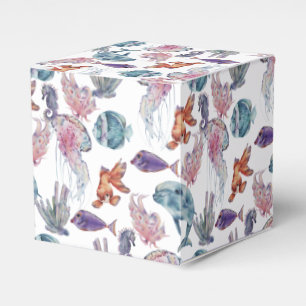 Caixinha De Lembrancinhas Composição de Aquarela Subaquático Série Design 2