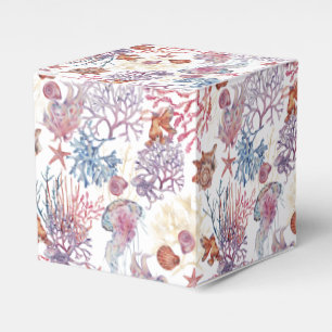 Caixinha De Lembrancinhas Composição de Aquarela Subaquático Série Design 3