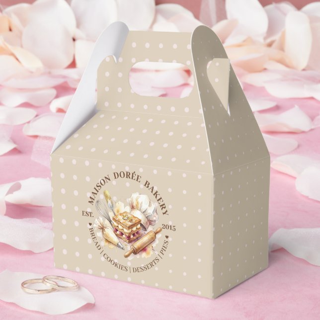 Caixinha De Lembrancinhas Confeiteiro Padaria Chef Aquarela Ouro Assando Cat (Casamento)