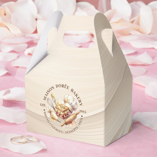 Caixinha De Lembrancinhas Confeiteiro Padaria Chef Aquarela Ouro Assando Cat (Casamento)