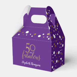 Caixinha De Lembrancinhas Confetti 50 e fabuloso Aniversário Roxo Dourado