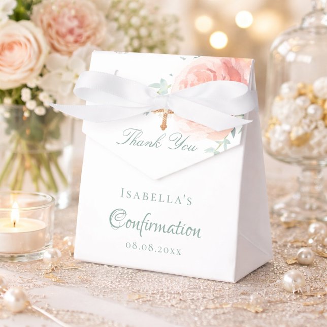 Caixinha De Lembrancinhas Confirmação de obrigado de menina floral rosa rosa (Criador carregado)