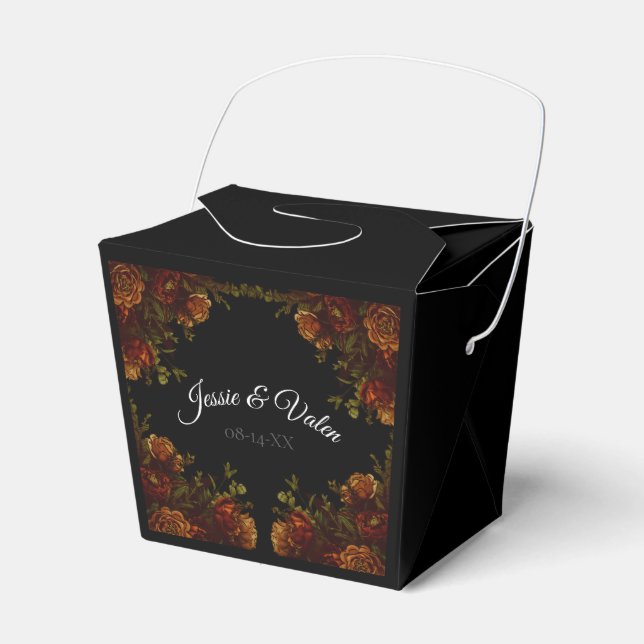 Caixinha De Lembrancinhas Convite Rustic Orange Black Elegant Casamento (Frente)