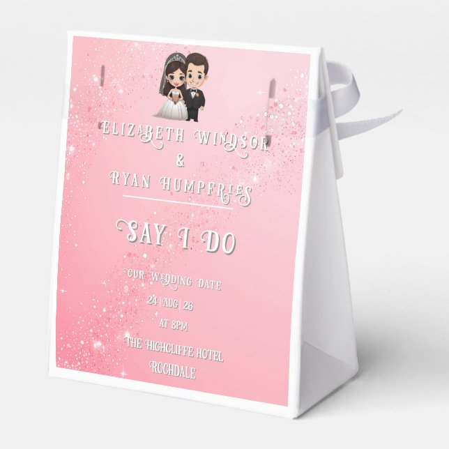 Caixinha De Lembrancinhas Convites de Casamento Rosa com Sparkles Diamond (Verso)