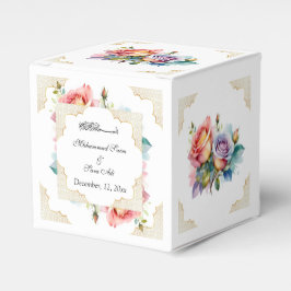 Caixinha De Lembrancinhas Convocação Muçulmana Nikah, Floral Rosa Moderna