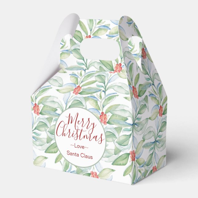 Caixinha De Lembrancinhas Cookie Greenery de Moldura de Natal (Frente)