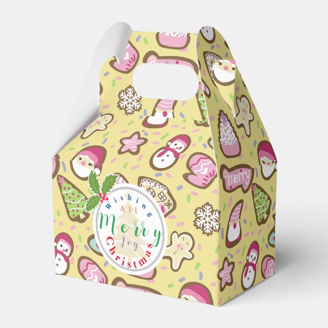 Caixinha De Lembrancinhas Cookies Amarelo de Natal (Frente)