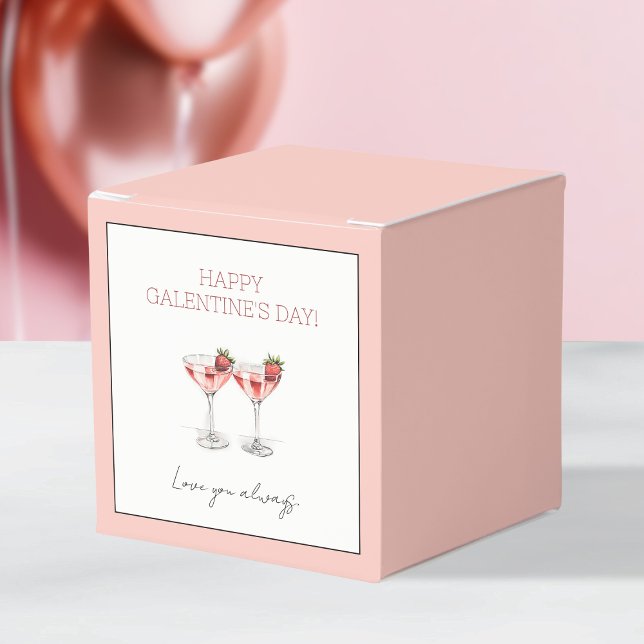 Caixinha De Lembrancinhas Coquetéis Felizes e Rosa do Dia dos Galentinos Te  (Pink Happy Galentine's Day Cocktails Love You Bff Favor Boxes)