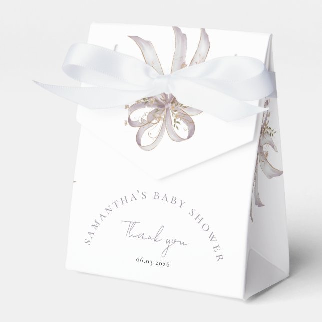 Caixinha De Lembrancinhas Coquette purple bow baby shower (Frente)