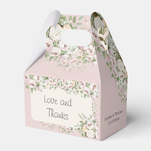 Caixinha De Lembrancinhas Cor d'água floral rosa Dusty (Frente)