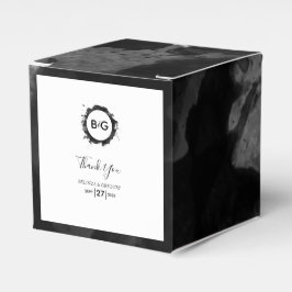 Caixinha De Lembrancinhas Cor de Água Simples de Casamento Branco Preto