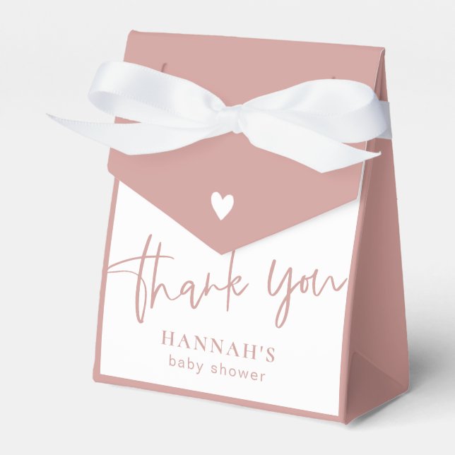 Caixinha De Lembrancinhas Cor de rosa/obrigado Chá de fraldas empoeirado (Frente)