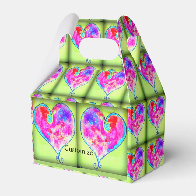 Caixinha De Lembrancinhas cor-de-rosa verde-claro (Frente)