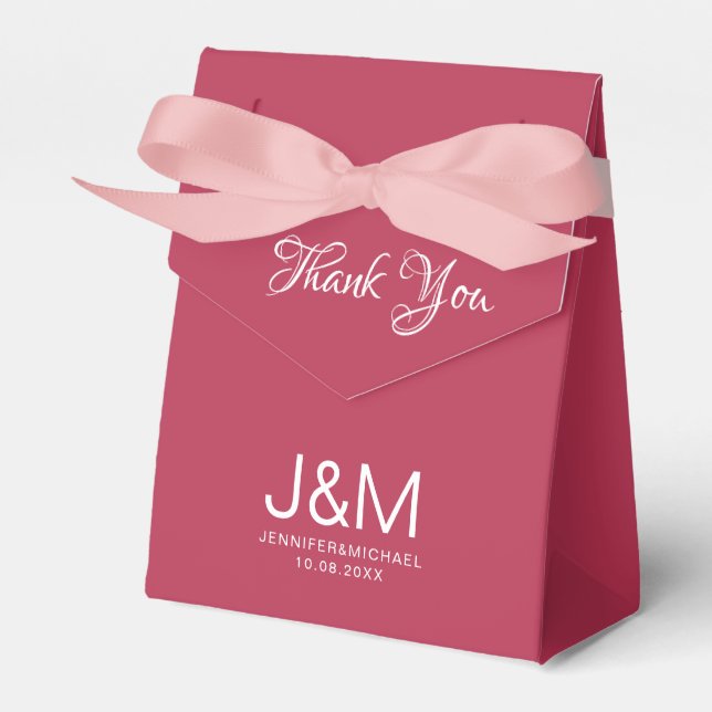 Caixinha De Lembrancinhas Cor Sólida Elegante Viva Caligrafia Magenta (Frente)