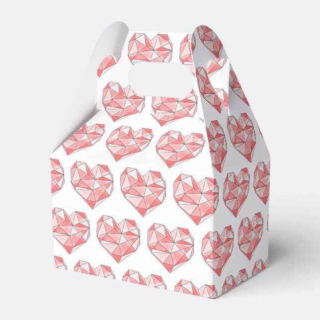 Caixinha De Lembrancinhas Coração Geométrico Cor de Água Rosa (Frente)