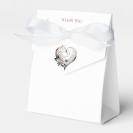 Caixinha De Lembrancinhas Coração Rosa Moderno com Flores-Casamento Obrigado